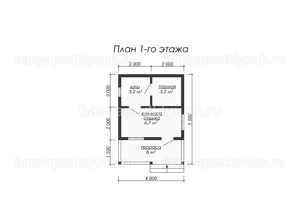 Баня из бруса 5.5x4 м Баня из бруса 5.5x4 м